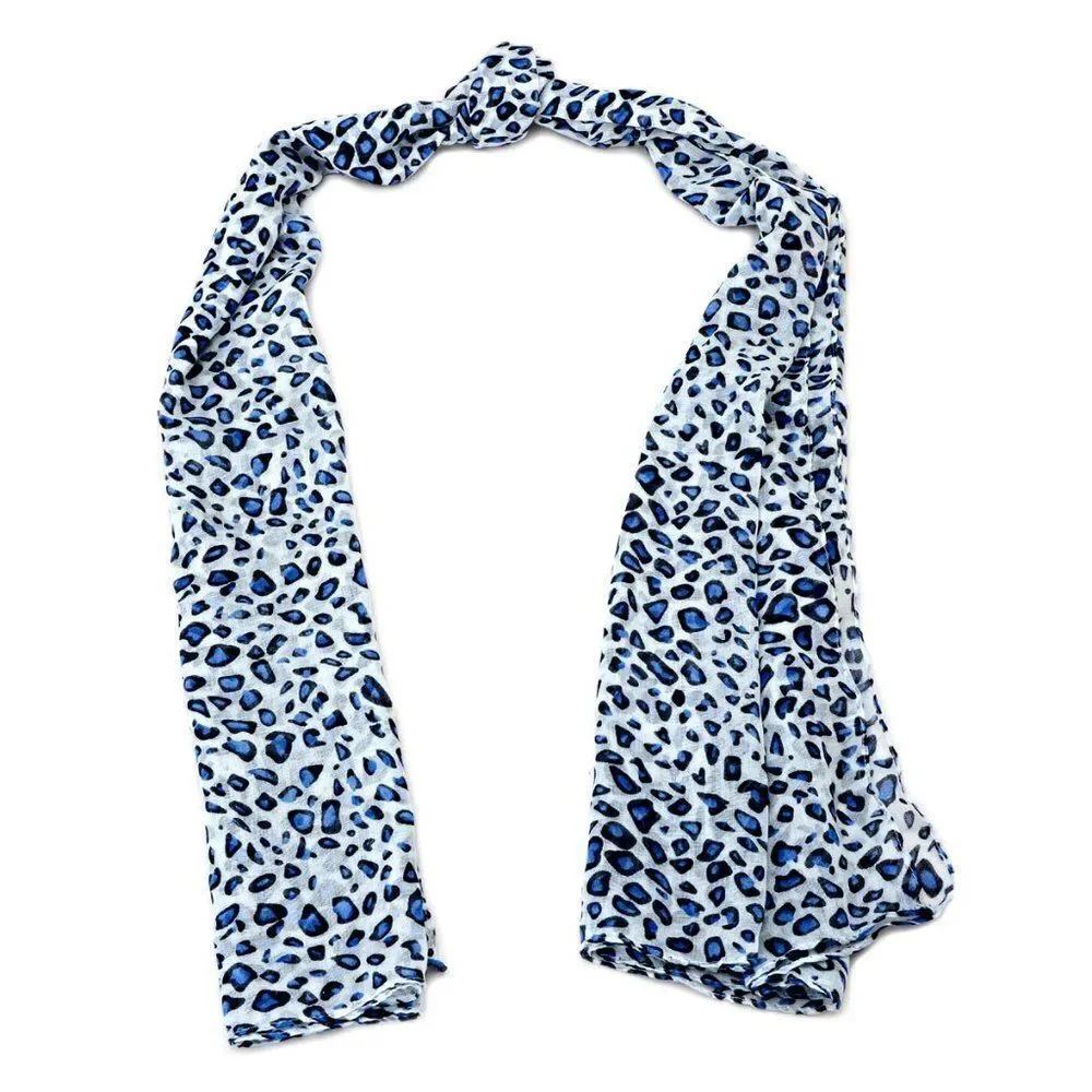 4 FOR $20 Scarf Leopard Print 100% Viscose Blue